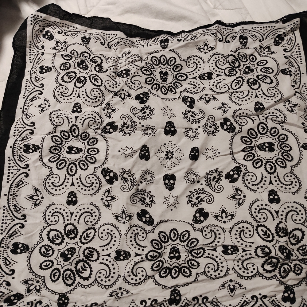 Black and White Paisley Bandana Scarf
